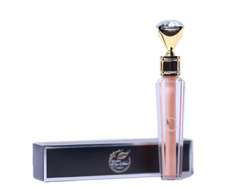 lip gloss box lying horizontally next to lip container vertically
